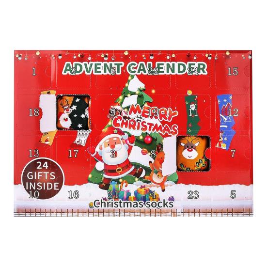 Sock Advent Calendar 2025 24 Days Christmas Countdown Calendar 12 Pairs Holiday Surprise Cotton Sock Gifts for Men Women