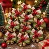 10PC Christmas Bow Bells for Christmas Tree Decora Gift Wrapping Weddings New Year Parties Small Ornaments with Golden Tips