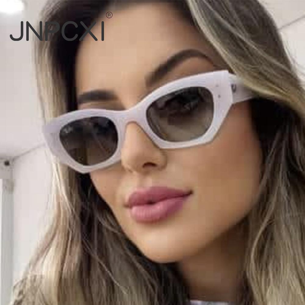  New Cat Eye Women Sunglasses Rice Nail Fashion Jelly White Color Shades UV400 Men Trending Gradient Sun Glasses