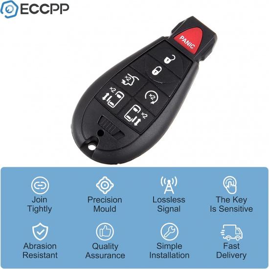 ECCPP 1XKey Fob Shell Case Replacement Compatible with 2008 for Chrysler Town & Country2012 for Chrysler Town & Country, M3N5WY783X Car Key Fob