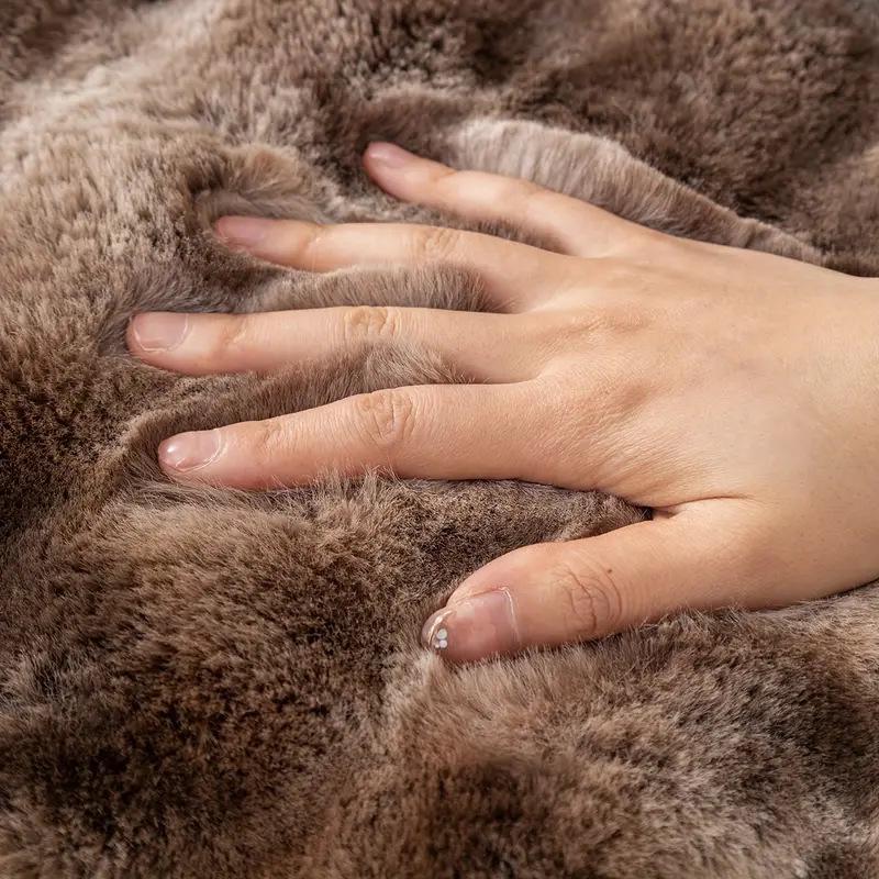 Non-Slip Faux Rabbit Fur Chair Seat Cushion for Bedroom & Study
