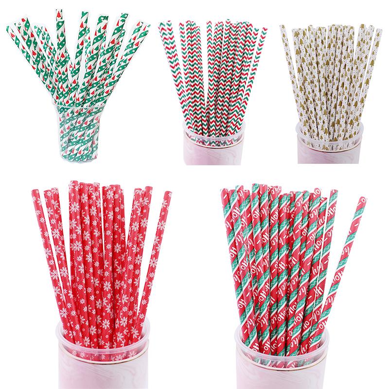 25 buc Paie de Băut de Unică Folosință din Hârtie Colorată, Folie Aurie/Argintie Curcubeu, Decor de Crăciun, Nuntă, Zi de Naștere, Articole de Petrecere