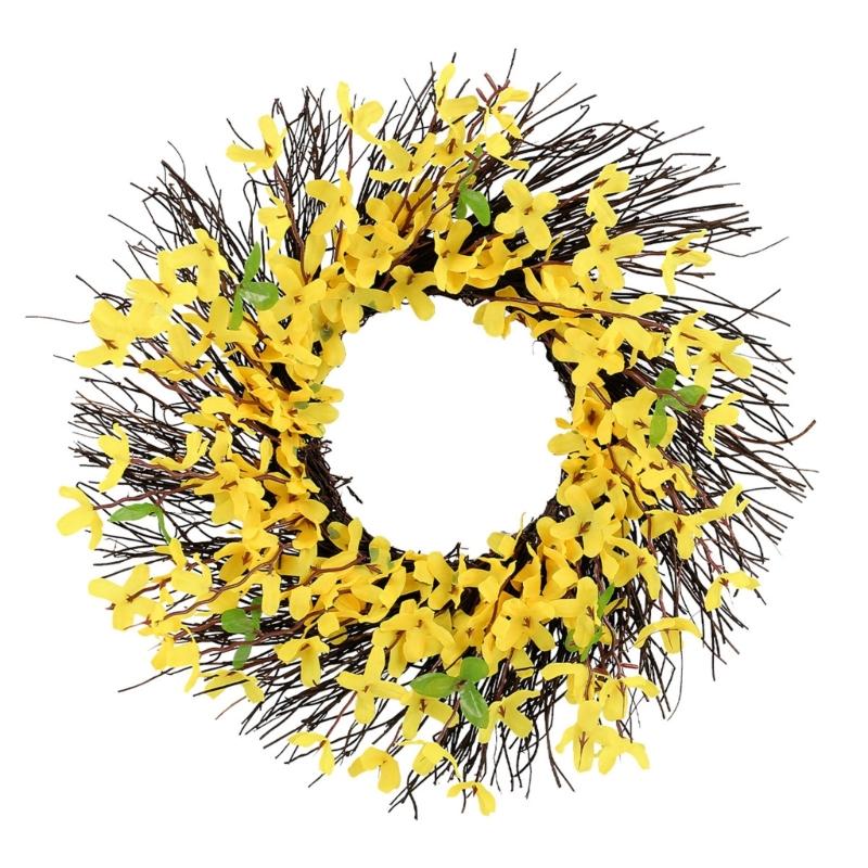 

Artificial Spring Wreath Yellow Flower Wreath Summer Wreath for Front Door, Wedding, Indoor and Outdoor Decorations 1