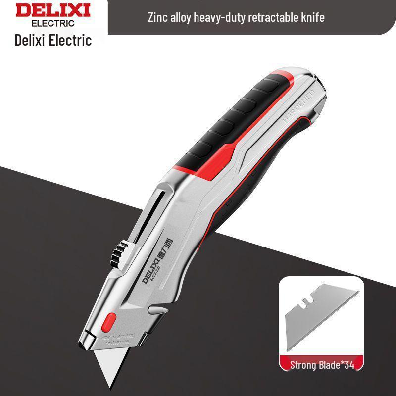 Heavy-Duty Industrial Folding Utility Knife with Thick All-Steel Retractable Blade for Electricians and Cable Work.