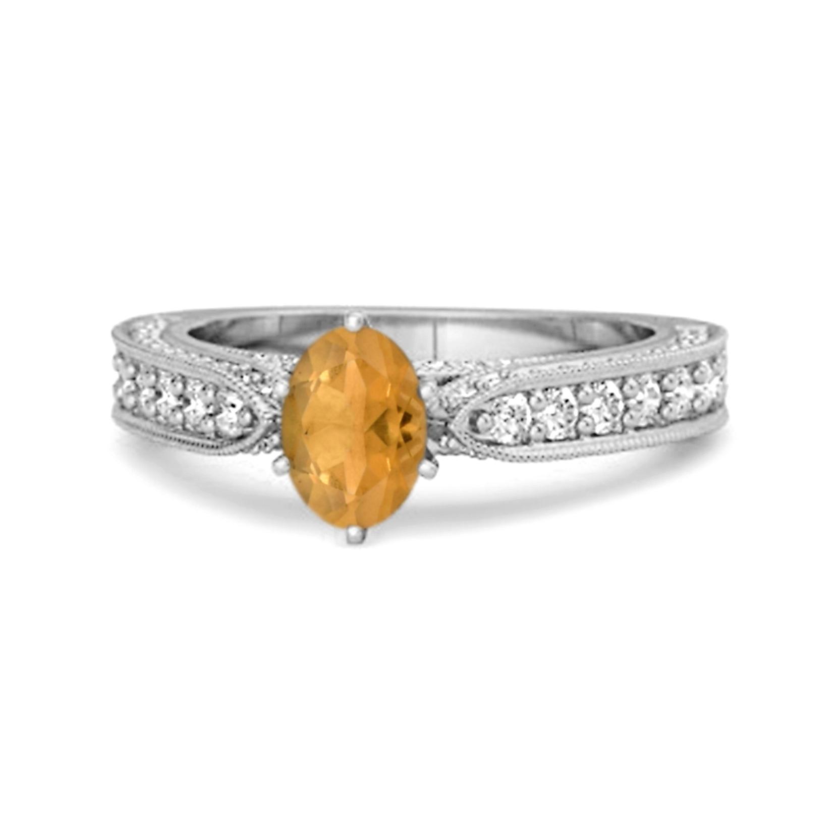 

Citrine Tapered Five Stone Ring- 925 Sterling Silver 11 білий