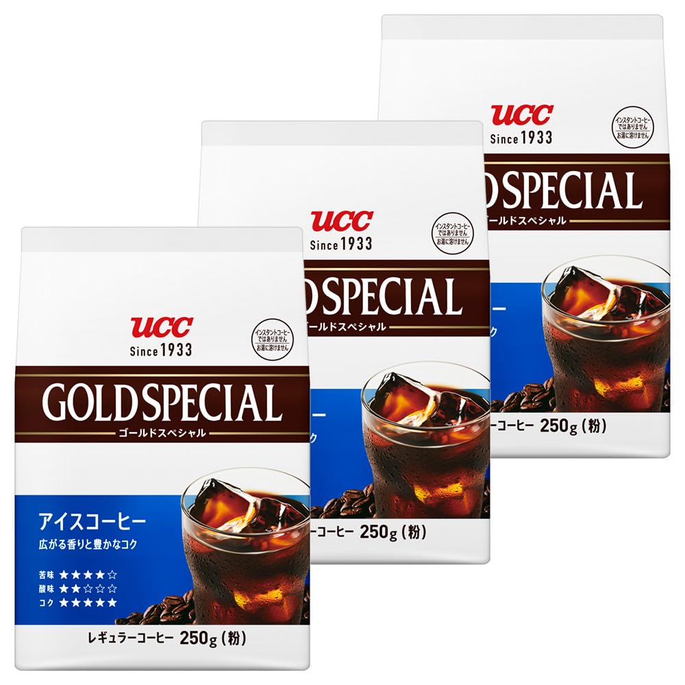 

UCC Gold Special Iced Coffee, 750g (3 x 250g bags), Ground Regular Coffee (Roasted)
