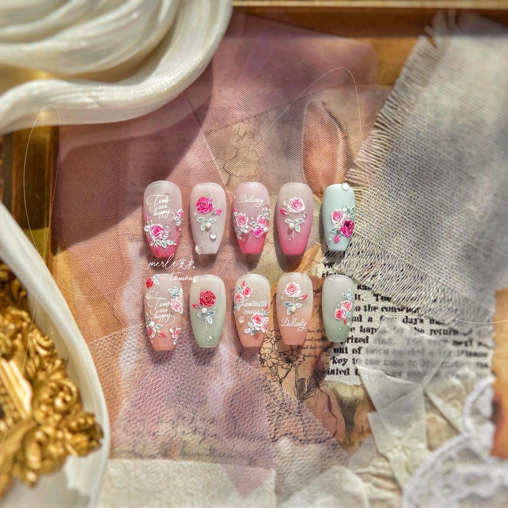 Tomoni Crystal Diamond Rose Flower Nail Stickers - Mo Shi Collaboration (Style MS922)