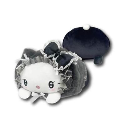 Hatayama Shoji Cuscino Sdraiato Sanrio, Mini, Mantellina Soffice, Peluche, Personaggio, Carino, Elegante, Hello Kitty, Nero, Lunghezza Circa 23 cm