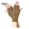 Fingerless Winter Gloves Women Ribbed Wrist Arm Warmers, Stretchy Cable Knitted Gloves, Practical Writing for Students Soft Warm Mitten, Half