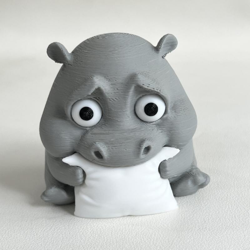 Endearing Hippo Figurine With Emotional Expression Study Desk Decorative