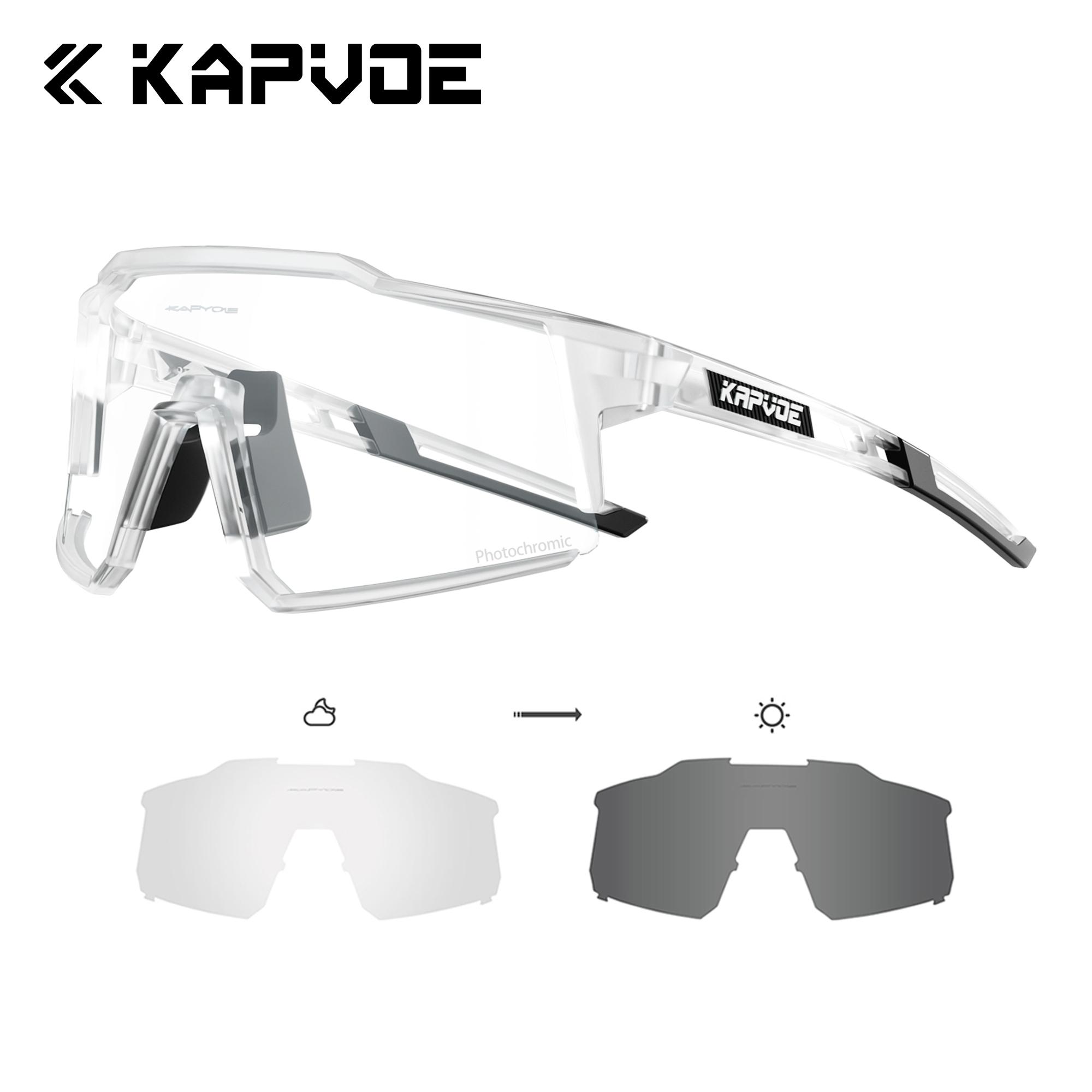 

Kapvoe Photochromic Cycling Glasses Hiking Eyewear UV400 MTB Clear Mountain Bike Bicycle Sunglasses for Men Women Sports Glasses