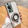 Plating Magnetic Bracket Transparent Case For Huawei P30 P40 P50 P60 Puar 70 Pro Mate 30 40 50 60 Stand Holder Shockproof Cover