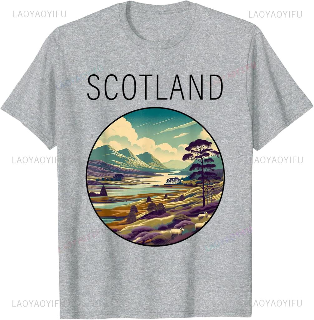 Scotland Scenery Art Design Deco Graphic Printed Unisex TShirt Casual Fashion Loose Unisex Streetwear Summer Short Sleeve Tshirt