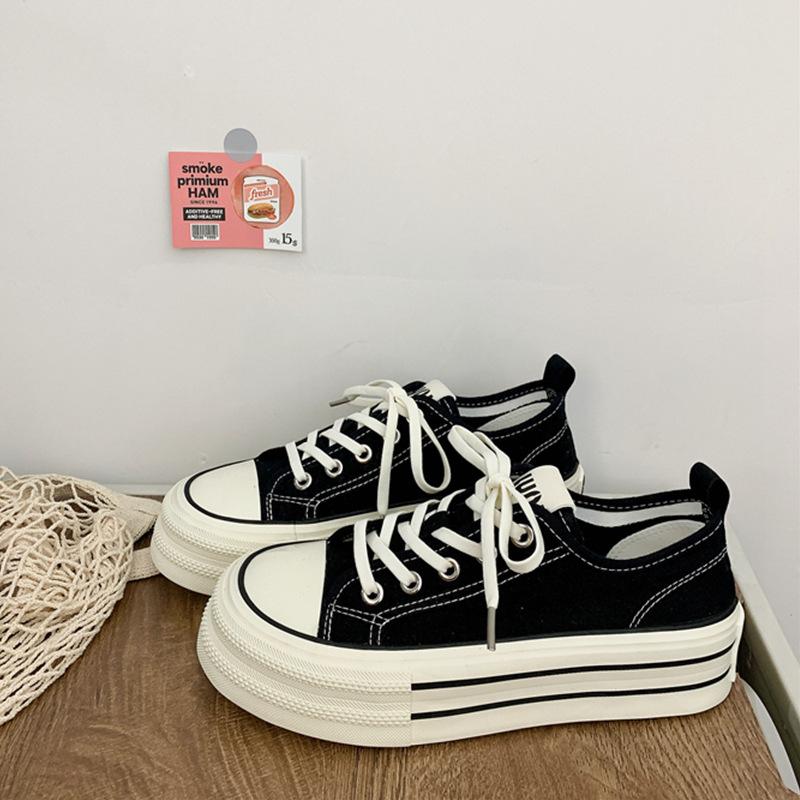 Tenisky prodyšné nové letní silné podrážky zvyšující výšku ležérní malé bílé boty studentky všestranné plátěnky děti