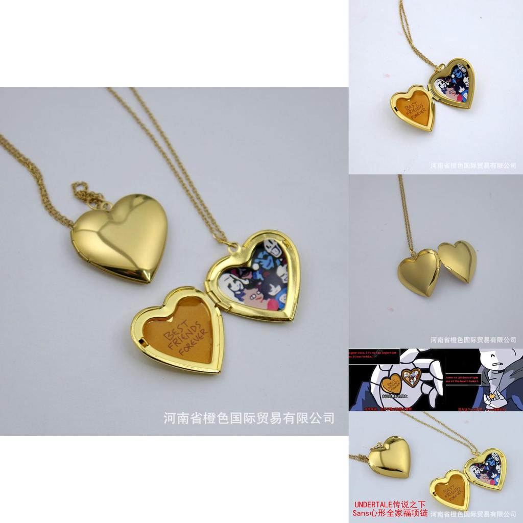 Collana a forma di cuore con ciondolo Undertale Ciondolo Foto di Famiglia Cartone Animato Gioielli