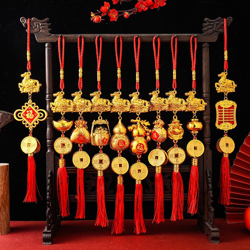 2026 Year Of The Horse Wall Hanging Ornament Green Plant Potted Lucky New Year Decoration 2026 Year Of The Horse Wall Hangingift