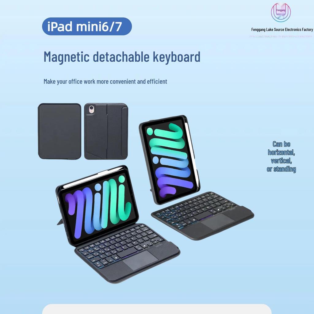 Magnetic Bluetooth Keyboard Case for iPad Mini 6 & 7 Tablets, 8.3" with Pen Slot, Smart Touchpad, and Backlit Keys