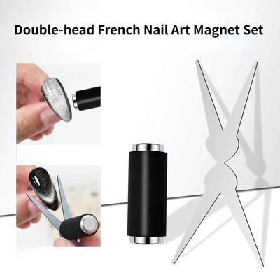 Großes Y-förmiges Doppelkopf-Katzenaugen-Magnet-Set Zylindrischer Magnetstab Für DIY Französische V-Form Halbmond 3D-Nagelkunst Maniküre-Werkzeug