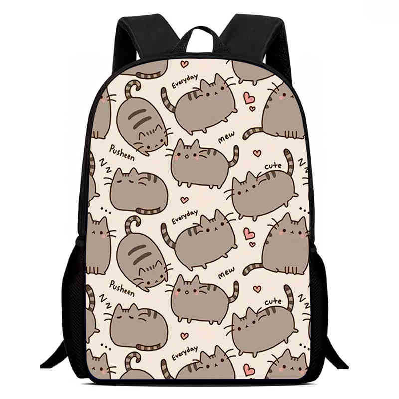 

Детский рюкзак с принтом Pusheen, уличный, большой вместимости, школьный ранец для студента 05