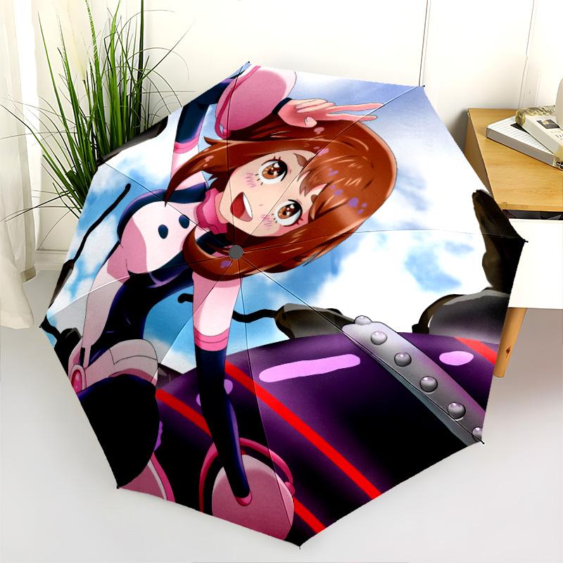 Ochaco Uraraka pattern, automatic folding umbrella, portable and foldable design, 8 ribs, a Christmas or birthday gift.