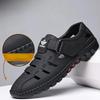 2024 Sandali da Uomo Moda Sandalo in Pelle Traforato Traspirante Sandalo Casual Outdoor Antiscivolo Piatti Sandali da Spiaggia da Uomo Zapatos