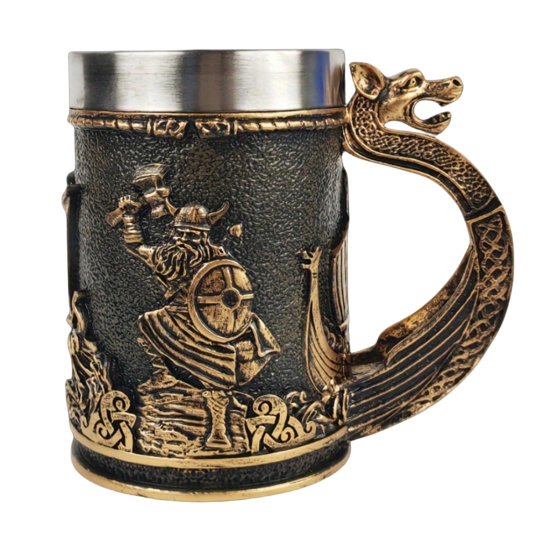 

Подарок на Рождество и День святого Валентина, средневековая кружка в виде пирата-викинга, большая кружка, корпус из нержавеющей стали с полимерным покрытием, барная разливная пчела 501-600ml