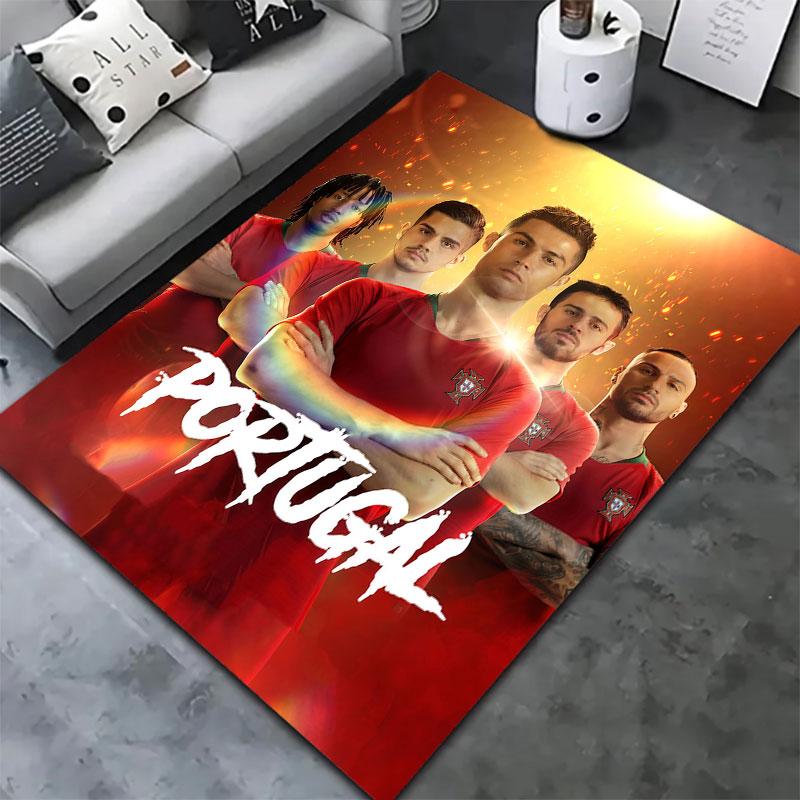 Portugal National Football Logo Carpet Rug for Living Room Bedroom Home Sofa Decoration,Kids Play Non-slip Floor Mat