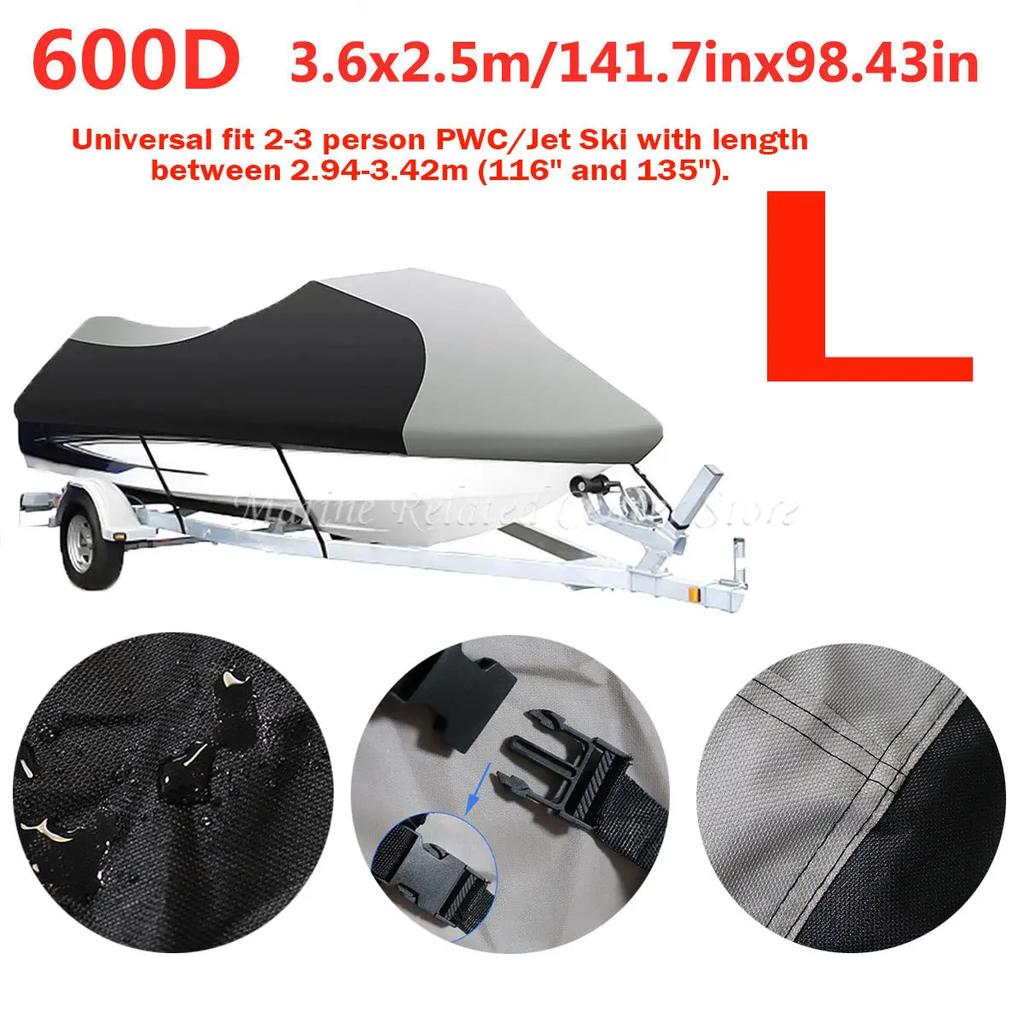 600D Waterproof Motor Boat Cover L/XL For Yamaha WaveRunner EXR VX Cruiser For Sea Doo GTI Motorboat Jet Ski Trailerable Cover