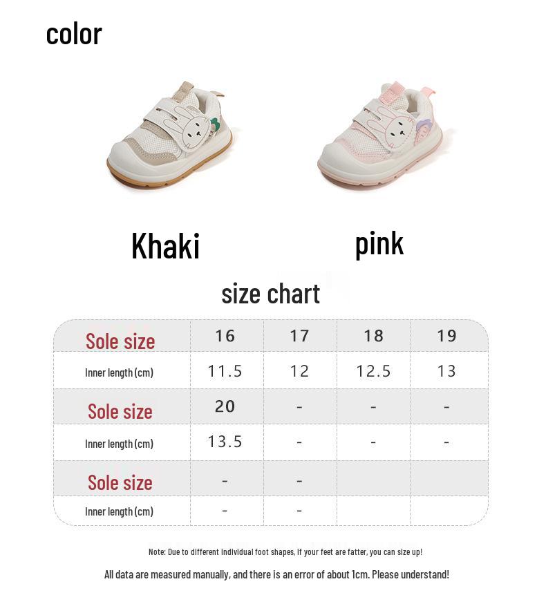 Breathable Mesh Baby First Walker Shoes - Soft Sole, Anti-slip, Cartoon Design, Velcro Closure for Boys and Girls, Spring/Autumn.