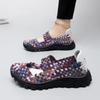 Women's Colorful Handmade Woven Sneakers Breath Slip-On Walking Wedge Shoes Light Low-Top Thick Bottom Casual Sandals Zapatillas