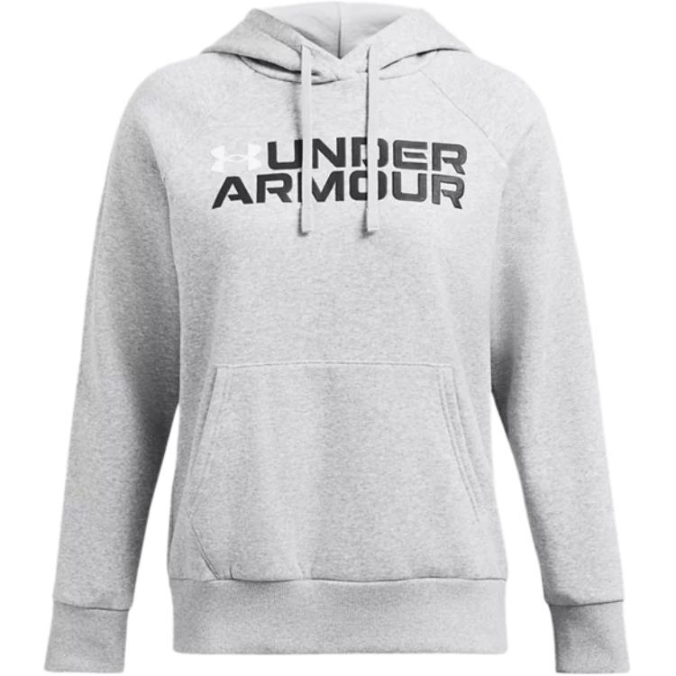 Under Armour Rival Fleece Wordmark Lightweight Comfortable Soft Hoodie Women Hoodies Modern-Gray Light-Stone South-Flower 1386512-011
