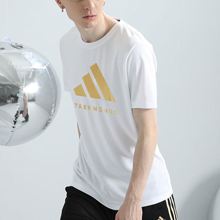 Adidas Printed Logo Casual Loose Knit Breathable Round Neck Short Sleeve T-Shirt Unisex Tops Platinum ADICLTS24TK-WG