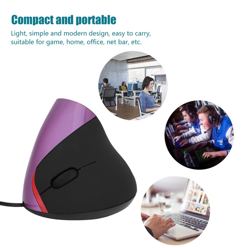 Optical Sensor Vertical Mouse 5 Buttons Wired Mouse Comfort Grip Ergonomic Mouse  Small Hands