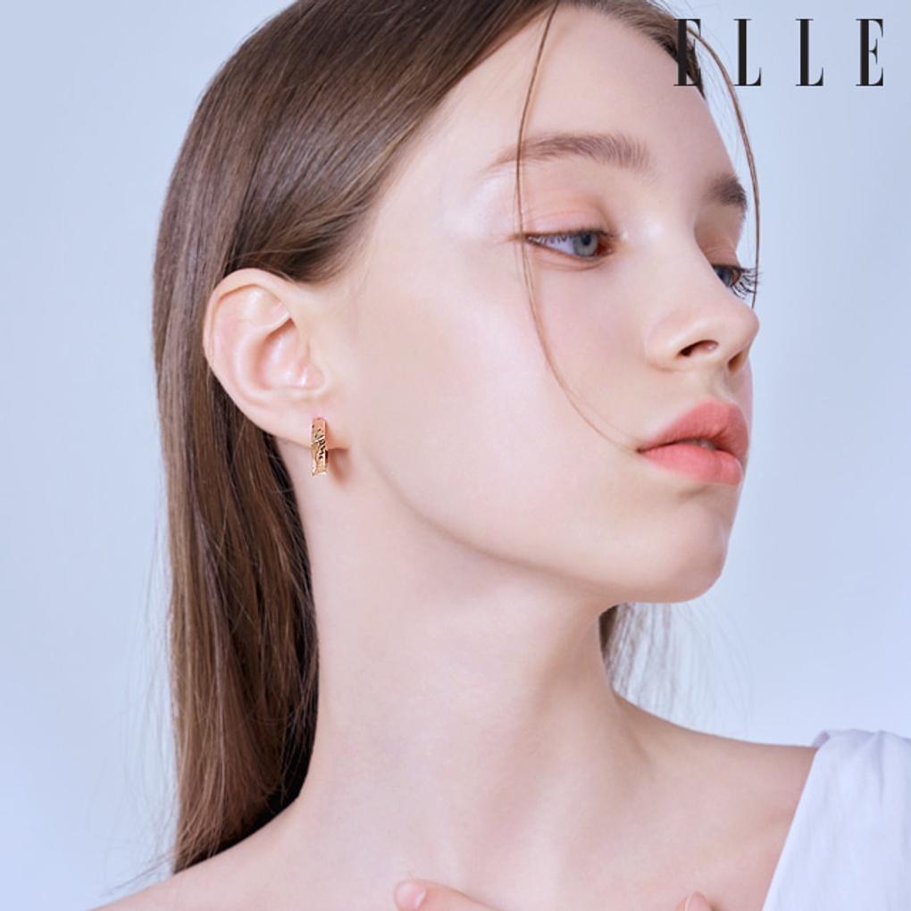 14K Square Cut One-Touch Earrings (Gold Pin) ELGPEE434