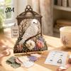 Handgemachtes Blume Vogel Handwerk 3D Stoff Stecherei Kunst-Kit, DIY Erinnerungs-Laterne Florales Einweihungsgeschenk für Naturliebhaber Und Muster, Punch Needle