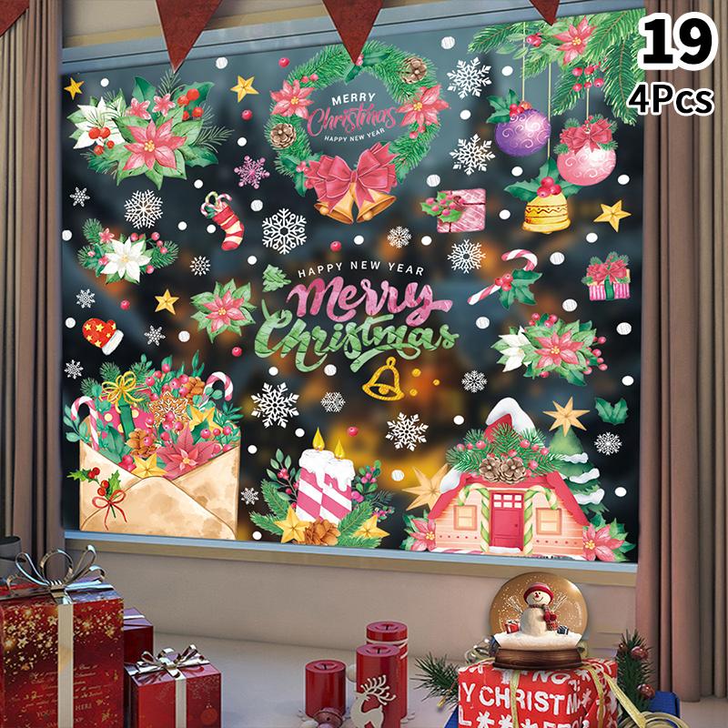 Removable Christmas Pvc Static Sticker Santa Window Stickers Beautify Snowflake Wall Decals New Year Party Glass Dress Up