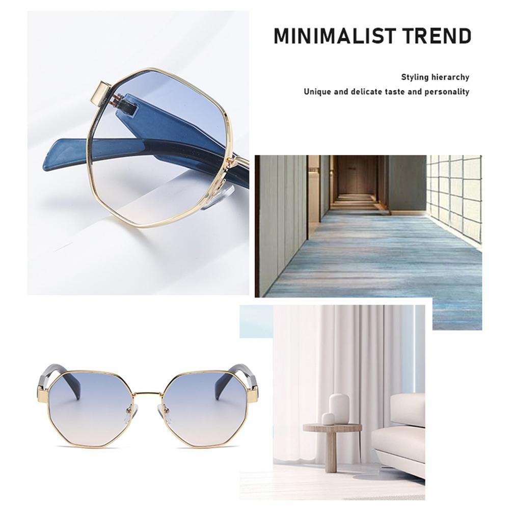 Ochelari de soare moderni poligonali pentru femei, bărbați, pătrați, cu ramă metalică, ochelari de soare retro chic pentru condus, exterior