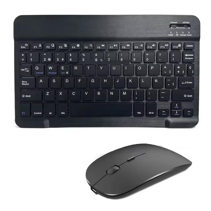 Spanish English Bluetooth Wireless Keyboard Portable for IPad Mac PC Tablet Cell Phone Laptop and Mouse