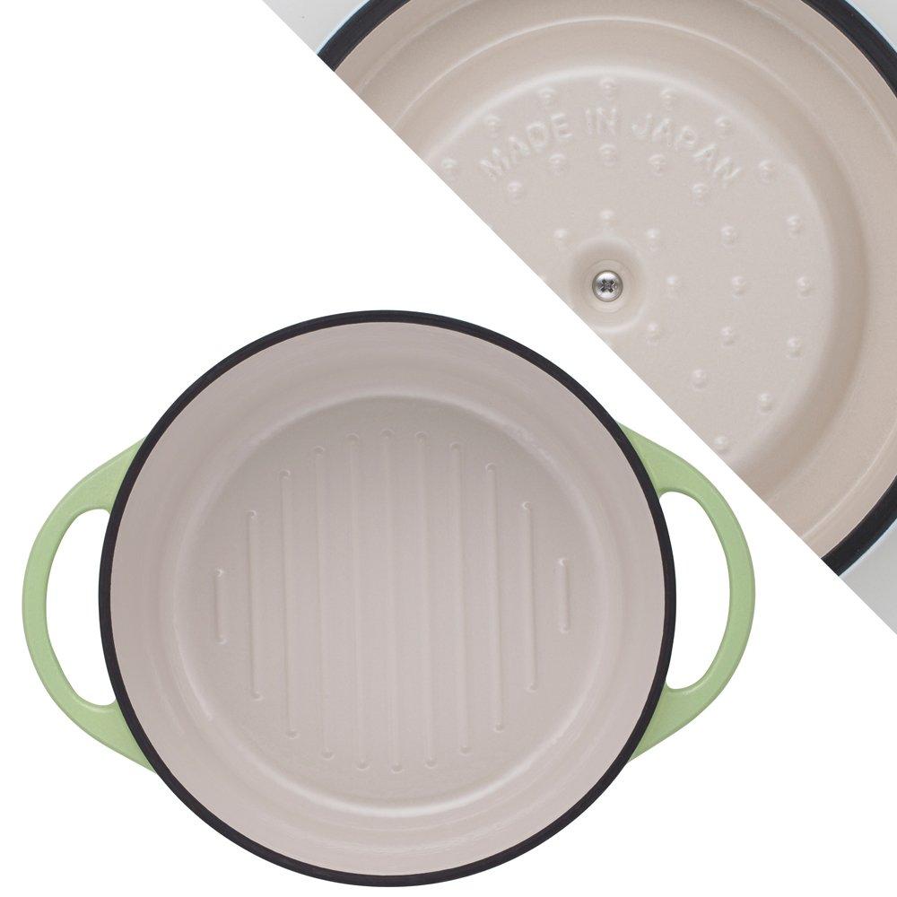 Vermicular Cast Enamel Pot 22cm Pearl Green Anhydrous Cooking