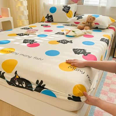 1 peça 100% algodão lençol de cama estampado com desenho de peixe lençol com elástico solteiro/queen/king lençóis de cama de algodão puro