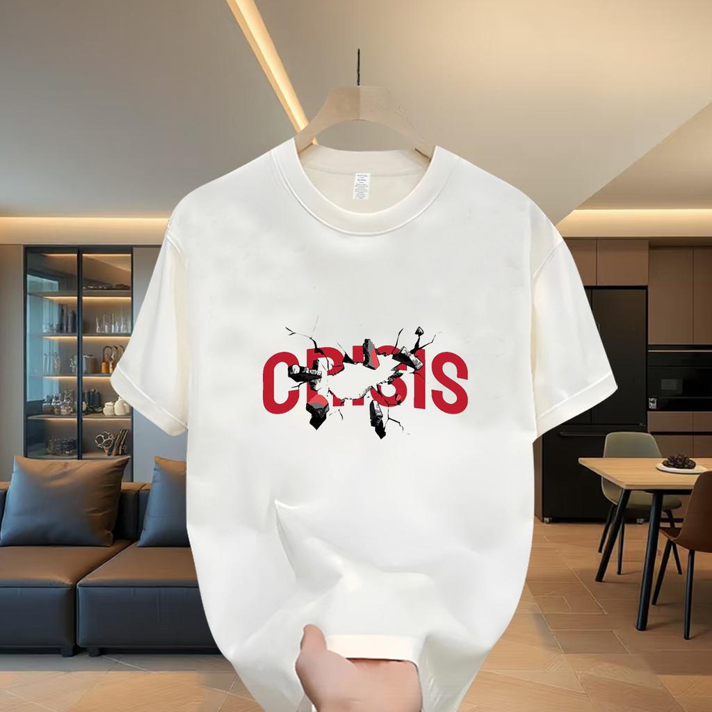 Cross-Border Exclusive Explosive Goods, Good Goods 100% Pure Cotton Tide Brand American High Street Printing Letters Loose Half-Sleeved Couple