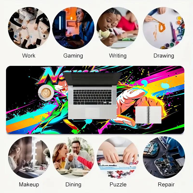 Custom Name Colorful Power Gamer Large Deskmat Mousepad Playmat Xl Keyboard Mouse Pad Gaming Desk Accessories Anime Pc Extended Pads