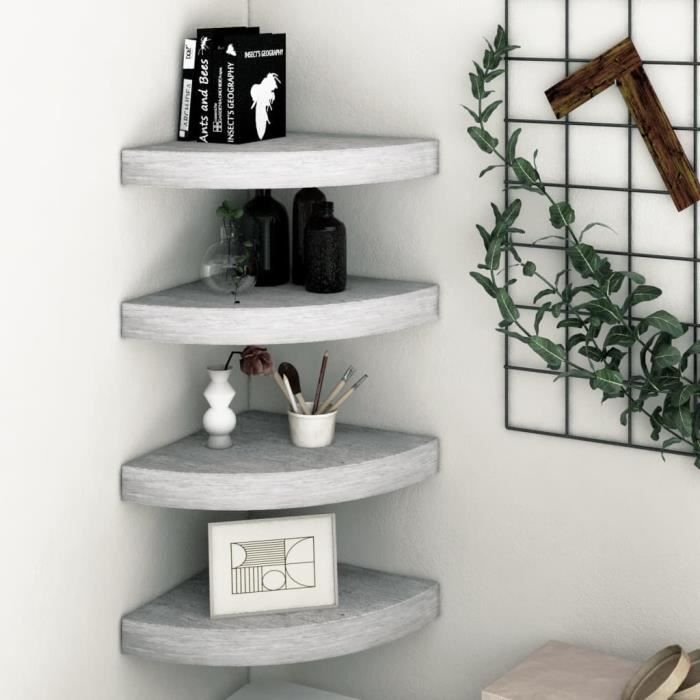 VidaXL Wall Corner Shelves 4 Pcs Concrete Grey 25x25x3.8 Cm MDF
