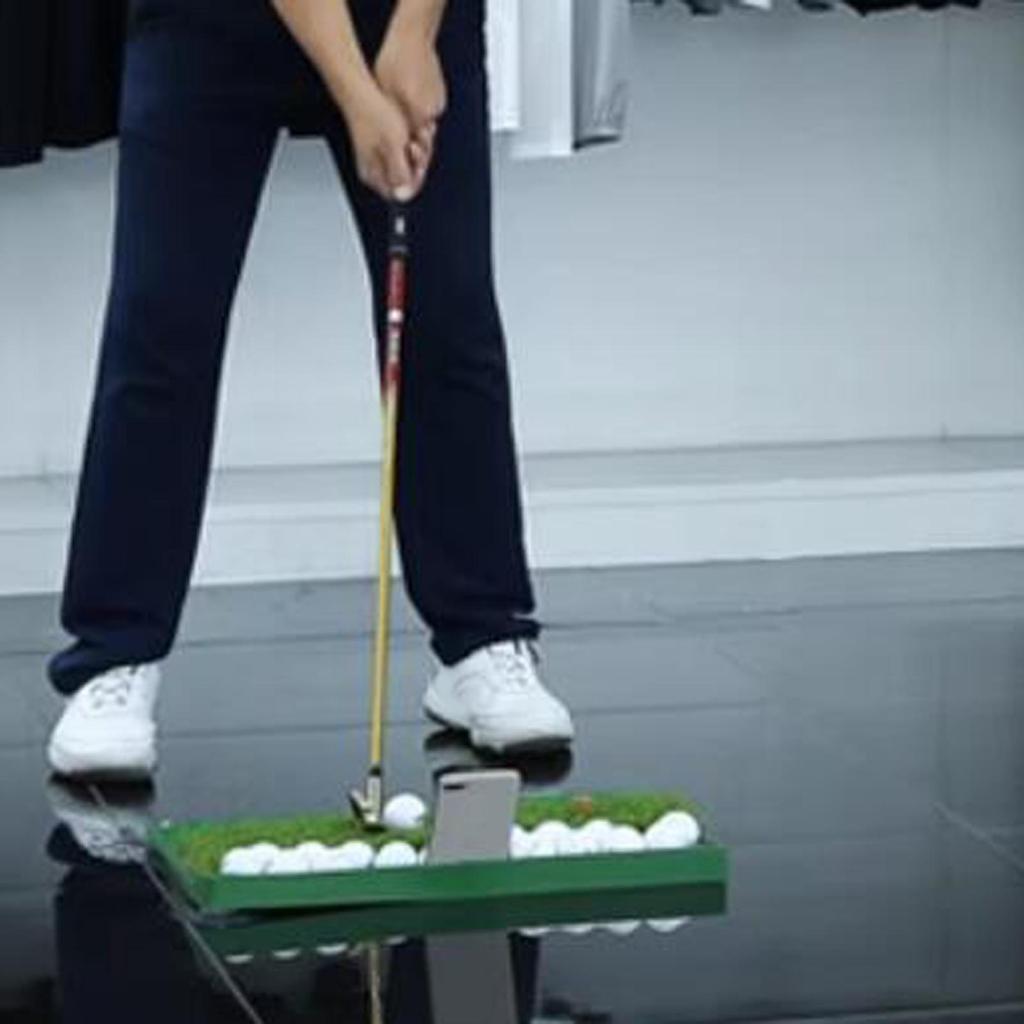 Golf Hitting Mat with Ball Tray Portable Heavy Duty Home Use Training PP Grass