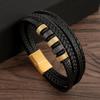 Pulsera de Cuero para Hombre Clásica Estilo Nuevo Tejida a Mano Combinación Multicapa Accesorio Moda Joyería para Hombre Venta al por Mayor Dropshipping