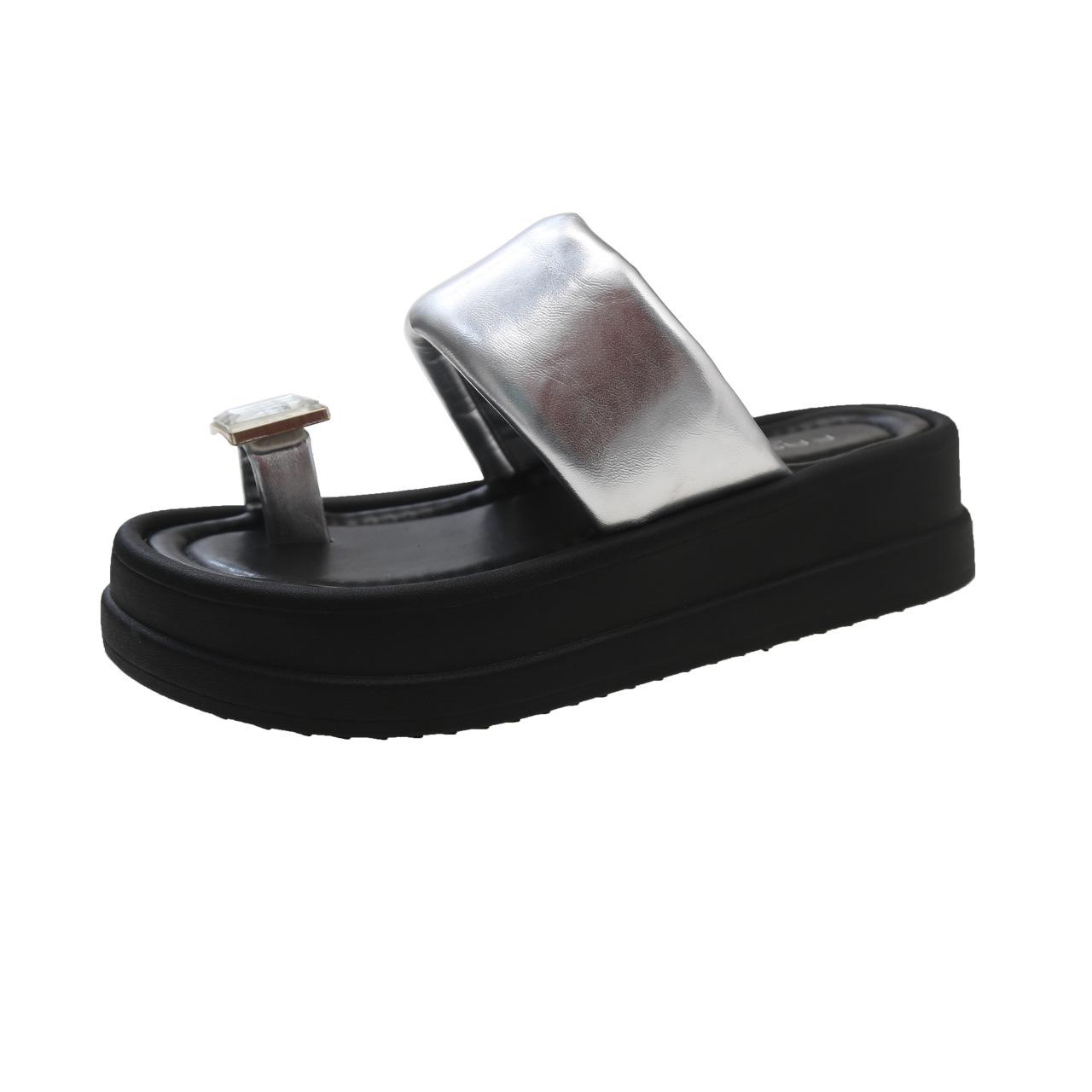 

Легкие сандалии Muffin Bottom для женщин, летняя одежда, новые модные универсальные сетчатые красные толстые нескользящие пляжные шлепанцы 35 серебряный