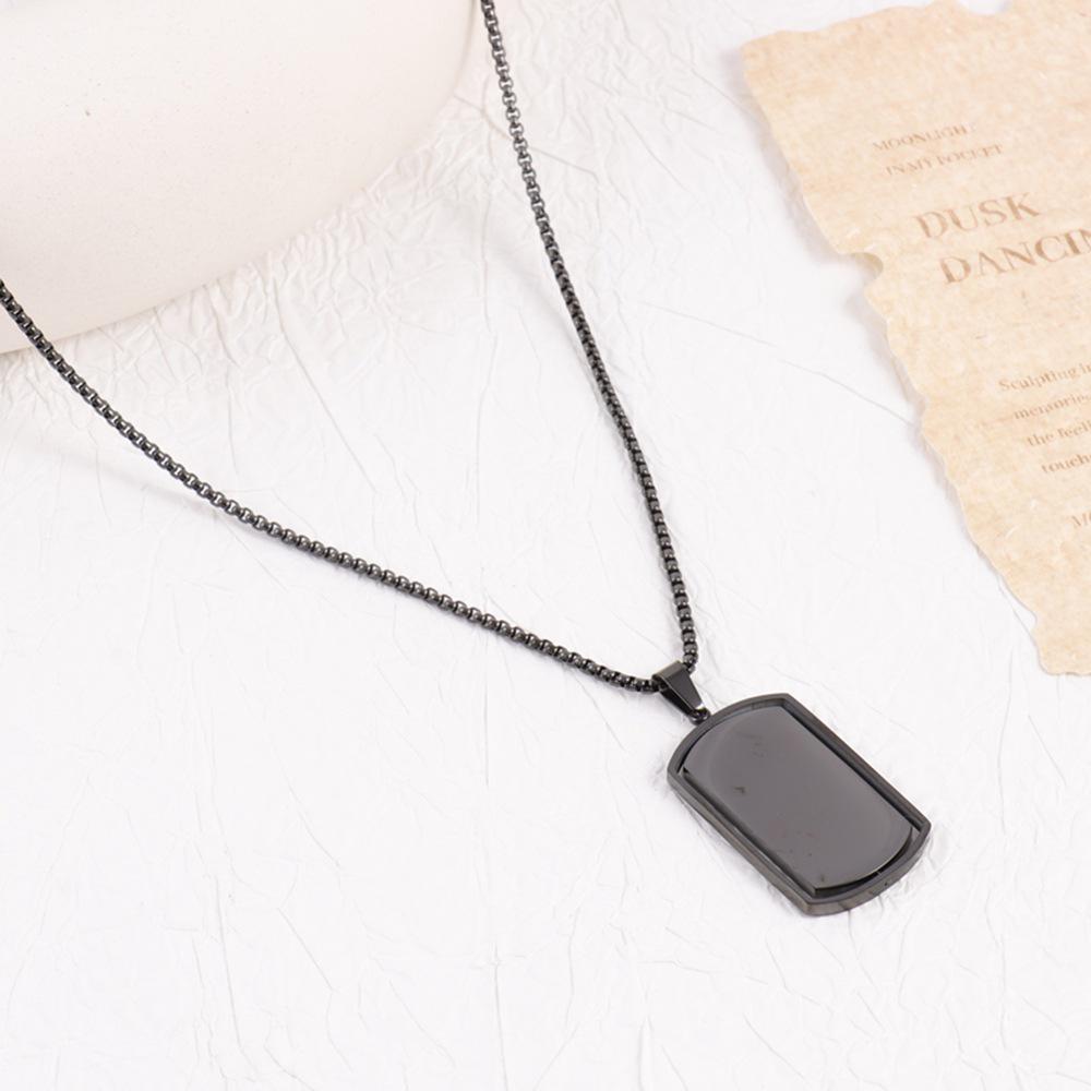 Men's Trendy Rotatable Tag Pendant Necklace in Stainless Steel