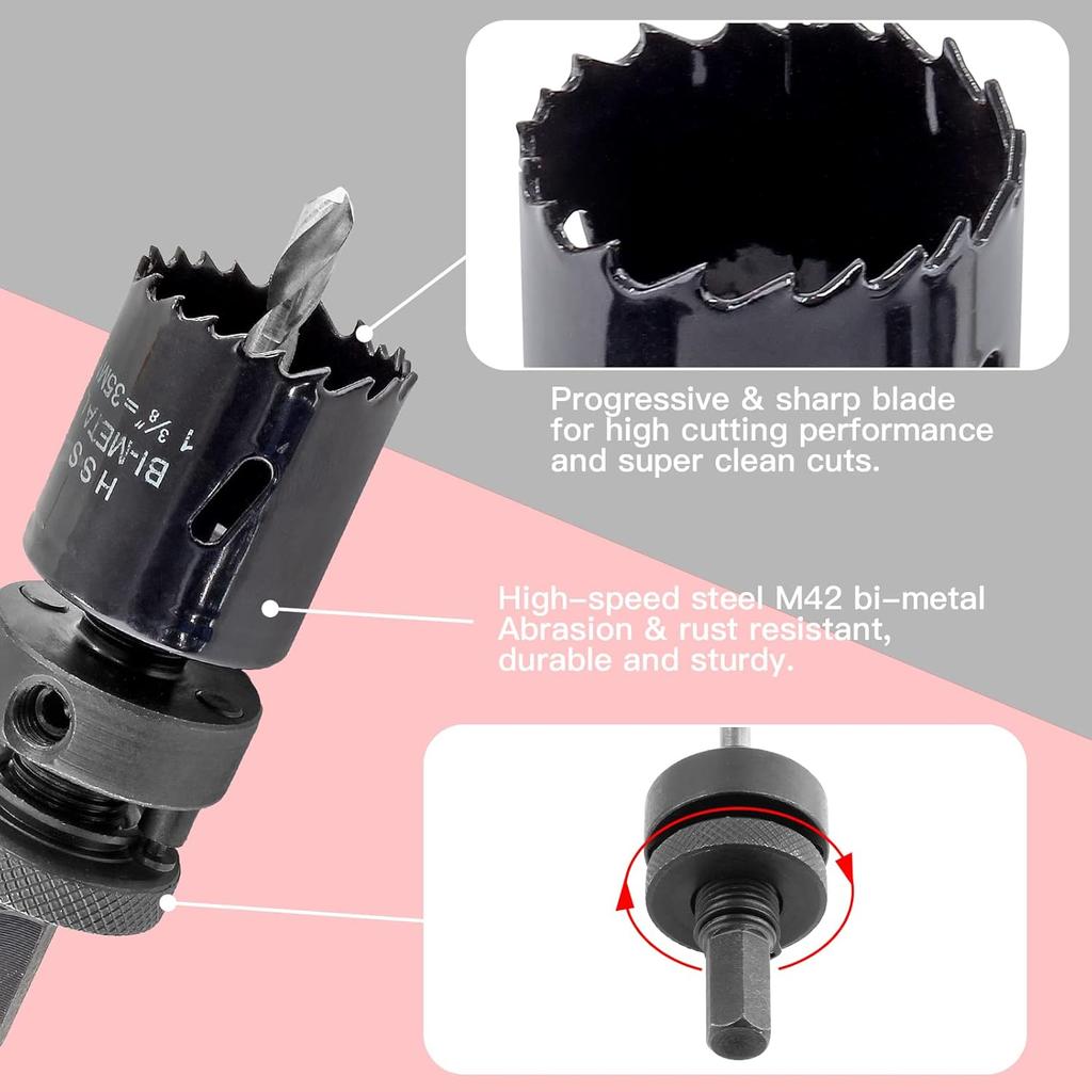 1-3/8 Inch Desk Hole Grommet Desk Cord Grommet with Bi-Metal Hole Saw Drill Bits, Cable Hole Cover Plastic Wire Grommets Desk Grommet Kit Wire