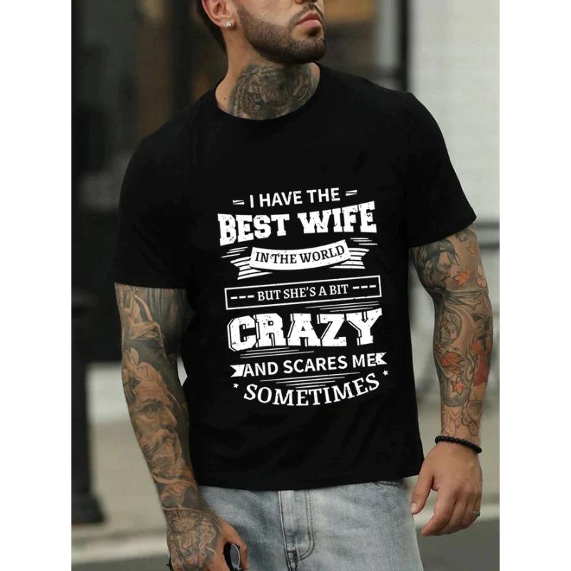 Summer English Letter Printed Plus Size Round Neck Loose Polyester Short Sleeved Top T-Shirts Men’s Top