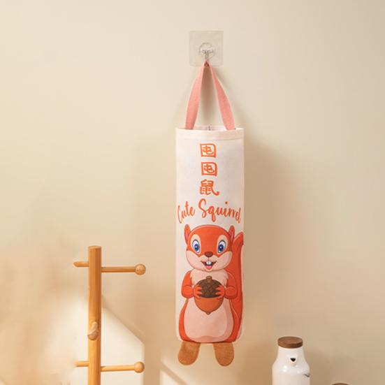 Waste Bag Organizer with Lanyard Bottom Opening Smooth Extraction Space-Saving Cartoon Pattern Garbage Bag Organizer Kitchen Supply